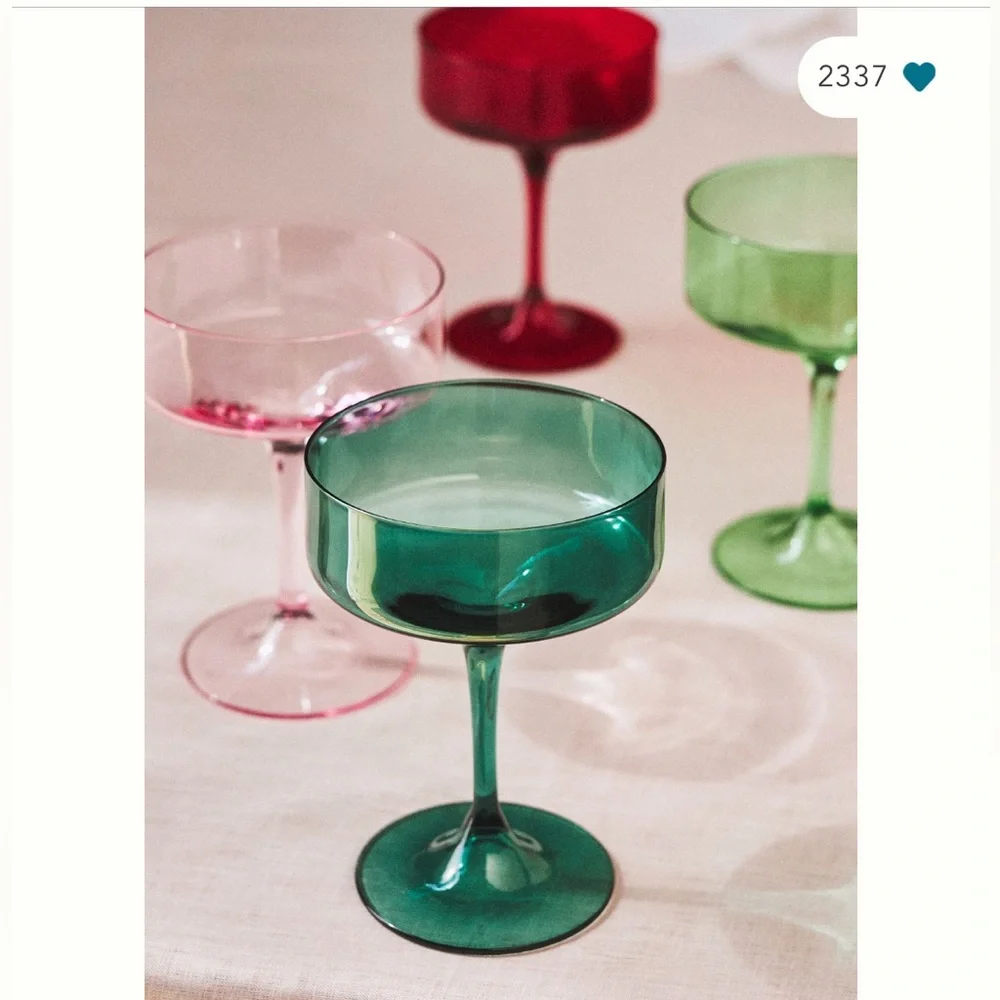Morgan emerald Coupe set of four green glass‎